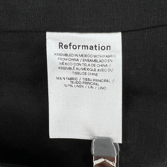 REFORMATION Lorin Linen Crop Top Womens XS Extra Small Black Tank Wide Strap NEW - Picture 13 of 16